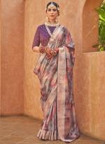 Pv Silk Purple Party Wear Printed Saree